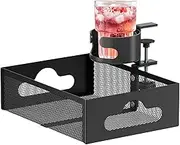 Under Desk Organizer - Under Desk Shelf | Desks Drawer Organizer With Cup Holder | 360 Degree Rotating Clamp-On Tray | Desktop Stationery Clamp Holder For Pens Water Bottles Headphones