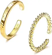 [Morfetto] 14K Gold Filled Toe Rings for Women Simple Open Band Toe Ring Adjustable Toe Rings