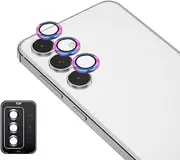 [ZUSLAB] Lens Protector for Galaxy S24 Camera Screen Protector Tempered Glass Individual Metal Ring Lens for Samsung (2024) - Iridecent