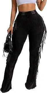 [XZLUFNY] Flare Leggings for Women High Waisted Bootcut Tassel Pants Fringe Trouser