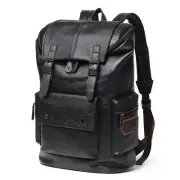 Mens Backpack Leather Travel Laptop Bag School Business Shoulder Bag