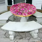 Pink Agate Coffee Table, Center Agate Stone Modern Furniture For Outdoor Decor