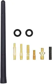 Universal Car Antenna Mast AM/FM Radio Signal Flexible Roof Booster Screw Adapter mast 7 inch Short Stubby Black auto Aerial Sting Black Rubber Mast Whip