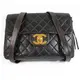 【8成新】CHANEL 經典雙C LOGO格紋金鍊後背包.黑 無保證卡現金價$43,800