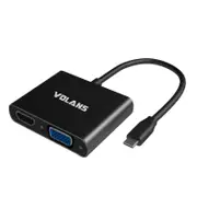Volans Aluminium USB-C to 4K HDMI/VGA Multiport Adapter with Power Delivery [VL-UCVH3C]