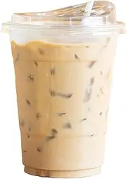 AIOS 50 X Recyclable Pet Takeaway Cups with Sip Through Lids. 500Ml/17Oz. No Straws Required. for Drinks On The Move. Fits Car Holders. Iced Or Hot Drinks.