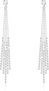 [Ritach] Clip on Earrings for Women 18K Gold Plated Long Drop Dangle Earrings Charming No Piercing Hoop Stud Earrings Sparkly Cubic Zirconia Tassel Ear Clips Statement Jewelry Gift Party Prom Wedding