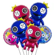 6pcs Rainbow Friends Foil Balloon Set - Self Sealing Balloons- Kids Gaming Birthday Decoration
