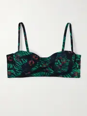 [Ulla Johnson] Ulla Johnson - Zahara Printed Underwired Bikini Top - Green - medium medium Green