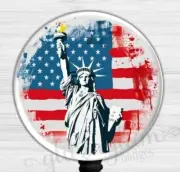Patriotic Retractable Badge Holder, Flag Medical Badge Reel 6601