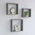 Gray Wall Cube Shelves Set of Three Modern Floating Storage Units