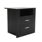 Bedside Tables Side Storage Cabinet Nightstand Bedroom 2 Drawer 1 Shelf ZURI BK