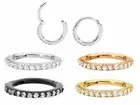 1 Pair 16G Stainless Steel Gem Crystal CZ Hinged Hoop Huggie Sleeper Earrings