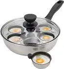 MARSKITOP Egg Poacher Pan Nonstick 6 Eggs, Poached Egg Cooker, Stainless Steel