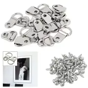 100Pcs Picture Frame D Ring Hooks with Screws Hangers frame Hanging Metal Wall