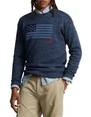 [Polo Ralph Lauren] Flag Cotton Rollneck Sweater in Blue