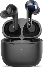 EarFun Air True Wireless Earbuds, [CES & IF Awards] Bluetooth Earbuds with 4 Mics Clear Call, IPX7 Waterproof, Deep Bass, Wireless Charging, Game Mode, App Customize EQ, 35H Long Playtime,APP Version