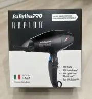 BaBylissPRO Italian Rapido Hair Dryer 2000 watts - Black- BRAP1- Brand New
