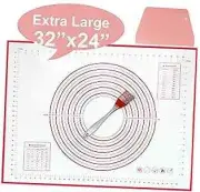 Silicone Pastry Mat Extra Large, 32" x 24" Non-stick Baking Mat 32"X24"-Red