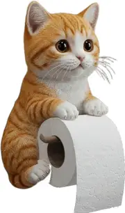 unbrand Cat Paper Holder, Funny 3D Cats Paper Towel Holder, Cute Decorative Toilet Paper Holder Wall Mount for Bathroom Kitchen, Unique Cats Lover ...
