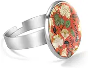 [FVQL] Adjustable Ring for Boys, colorful flowers and leaf