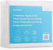 Linenspa 3 Inch Mattress Topper Cover Twin – Cover Only – Machine Washable – Breathable – Non Slip – Cover for Mattress Topper with Zipper – Topper Cover Only White
