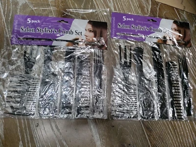 5 PC Comb Set Hair Hairdressing Styling Salon Barber Tool Kit Hairstyle 2 Pack