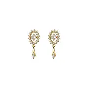 ANYCO Fashion Earrings Golden Luxury Full Zircon Elegant Oval Stud for Women Trendy Charm Wedding Anniversary Jewelry Gift