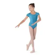 Bloch Dance Girls Dujour Microlux Short sleeve Leotard, Turquoise, 2-4