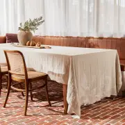 Maggie Living: French Linen Tablecloth With Jacquard Detailing