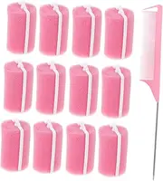 HONMEET 1 Set Curling Iron Set Hair Rollers Curler Sleeping Hair Curlers Hairdressing Roller Pink Sponge