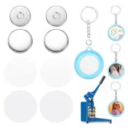 25 Sets Button Maker Supplies 37mm / 1.46 Inch Blank Keychain Button Parts, Blue