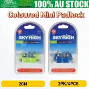 4PCS Coloured Mini Padlock Travel Tiny Suitcase Lock Luggage Bag Box with 2 Key
