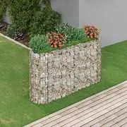 Raised Garden Bed, Elevated Planter Box Plant Container Gabion Galvanised Iron 190x50x100 cm