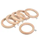 6Pcs 2.75 Inch Wooden Curtain Drapery Ring Hook for Curtain Drapery Rod, Natural