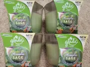 4 Glade Acoustic Sage LIMITED EDITION 6.8 Air Freshener 3 WICK Oil CANDLES New