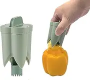 2-in-1 Pepper Seed Corer Remover Kitchen Gadget: Dual-Head Pepper Corer & Seed Remover Tool for Bell Peppers, Tomatoes, Fruits & Vegetables,Durable ABS Plastic, Easy to Clean (Green)
