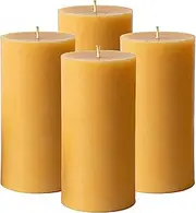 4 Packs Natural Beeswax Pillar Candles Bulk, 2"x4" Bees Wax Candles with Natural Scent, Large Pillar Candle Bulk 35Hour Burning Smokeless & Dripless Candles for Home Decor(4)