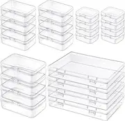 Qeirudu 24 Pcs Small Plastic Containers with Lids - Mini Plastic Craft Storage Boxes with Hinged Lids Clear Bead Organizer for Jewelry Findings and Art Supplies (4 Mixed Sizes)