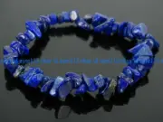 Natural 5-8mm Blue Lapis Lazuli Chip Gemstone Beads Bracelet 7.5'' AAA