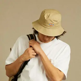 【Dickies】男女款卡其色純棉經典三色Logo漁夫帽｜DK012240KHK