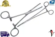 SET 2PCS RAT TOOTH ROCHESTER OCHSNER KOCHER FORCEPS 5.5" STRAIGHT/CURVED 1X2T