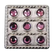 51HS Set Of 32 Western Screw Back Concho Purple Crystal Square Bling Cowgirl