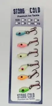 Stone Cold Super Glow Ice Fishing Jig T-Rex Treble 1/8 Lethal Walleye Crappie