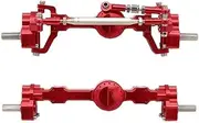 1/10 Front and Rear Axle Set for 1/12 MN MN99S MN98 D90 D91 D99 D99S MN90 RC Car Upgrade MN Aluminum Alloy CNC Anodized Full Metal Fr&on&t Rear Portal Axle Aluminum Front & Rear Portal Axles(Red)