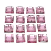 200 Pink Flatback Acrylic Square Sewing Rhinestone Gems 10mm Sew On beads