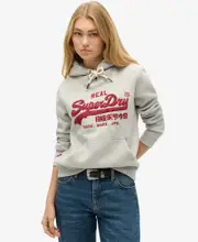 Chenille Vintage Logo Graphic Hoodie | Athletic Grey Marle