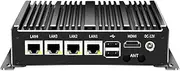 UDPTCP Industrial Mini PC, Fanless Mini PC Quad Core J4125 (2.7GHz),4*i226 2.5G LAN,DDR4/COM/HD/USB3.0, Mini Desktop Computer Support Dual Band WiFi for Industry Business,8GB RAM 128GB SSD