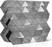 KASARO Wall Claddings Triangle Wall Tile, Not of Metal Decorative Peel and Stick Backsplash Tile for Building, Silver