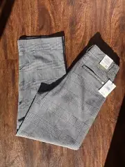 BNWT BRIXTON Womens Thurston Trouser Pant SIZE 26 Straight Leg High Rise Plaid